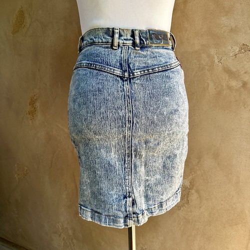 Vintage 1980s Studebaker Alessio Acid Wash Denim Jean Pencil 80s Mini Skirt XS - Picture 3 of 7