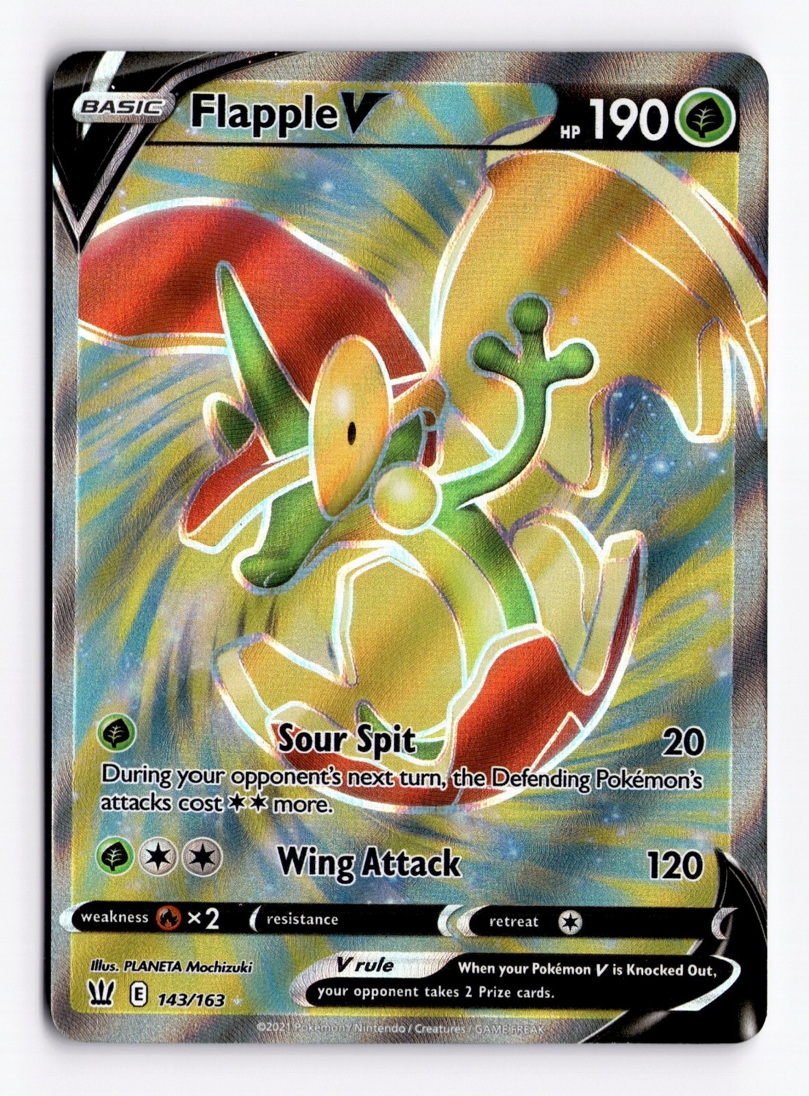 Flapple V 143/163 Full Art Ultra Rare - Battle Styles Pokemon Card - Near Mint