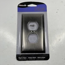 Amerelle 163DAN Antique Nickel 1-Gang Stamped Steel Outlet Wall Plate