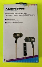 MobileSpec Bluetooth Wireless Earbuds Noise Reduction In-Line Mic Gold Free Ship