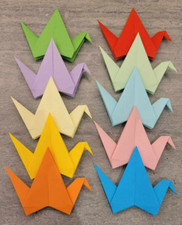 100 Mixed 10 Solid Colors 6" x 6" Handmade Wedding Paper Origami Cranes