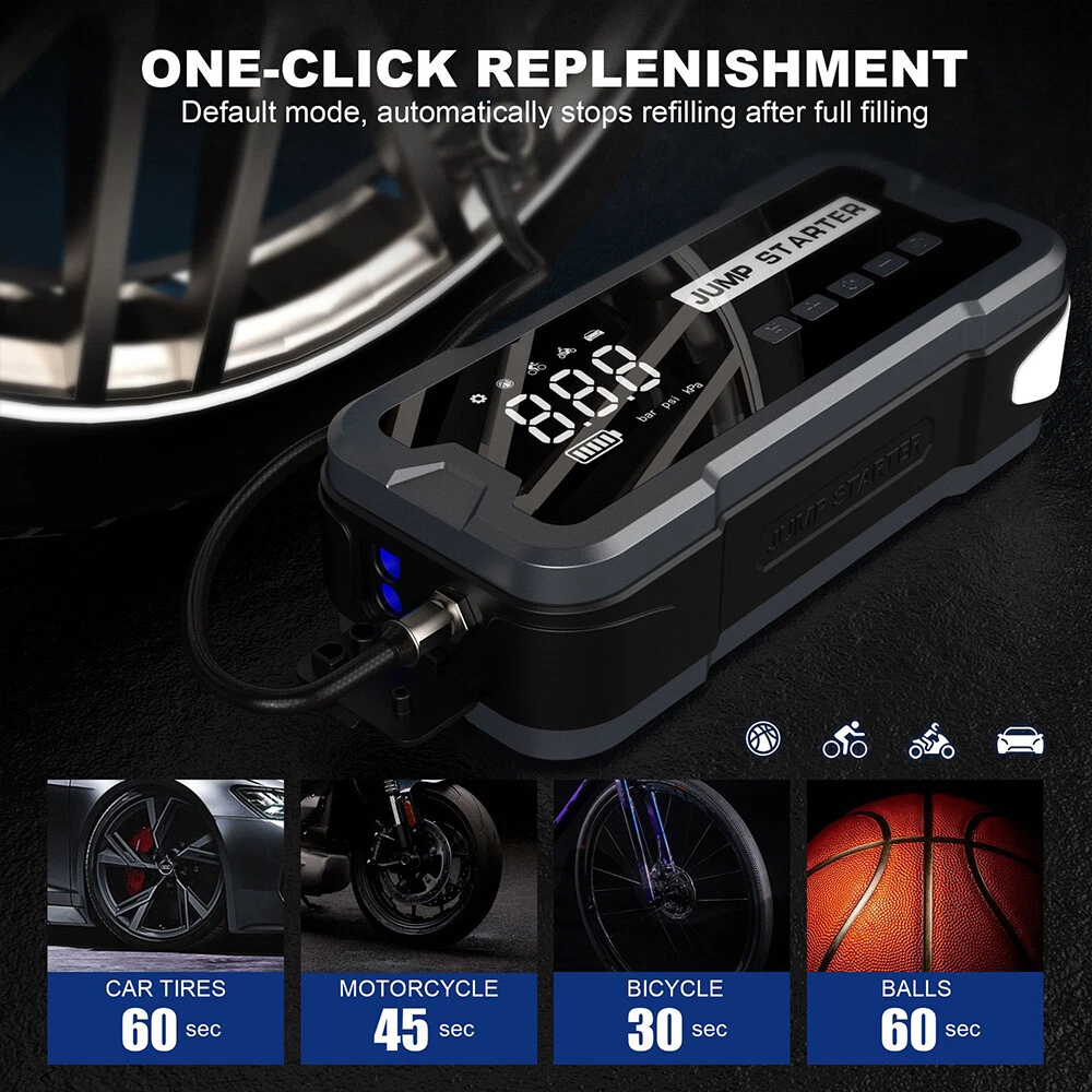 4000A Power Bank Jump Starter with Air Compressor and Emergency Battery Charger