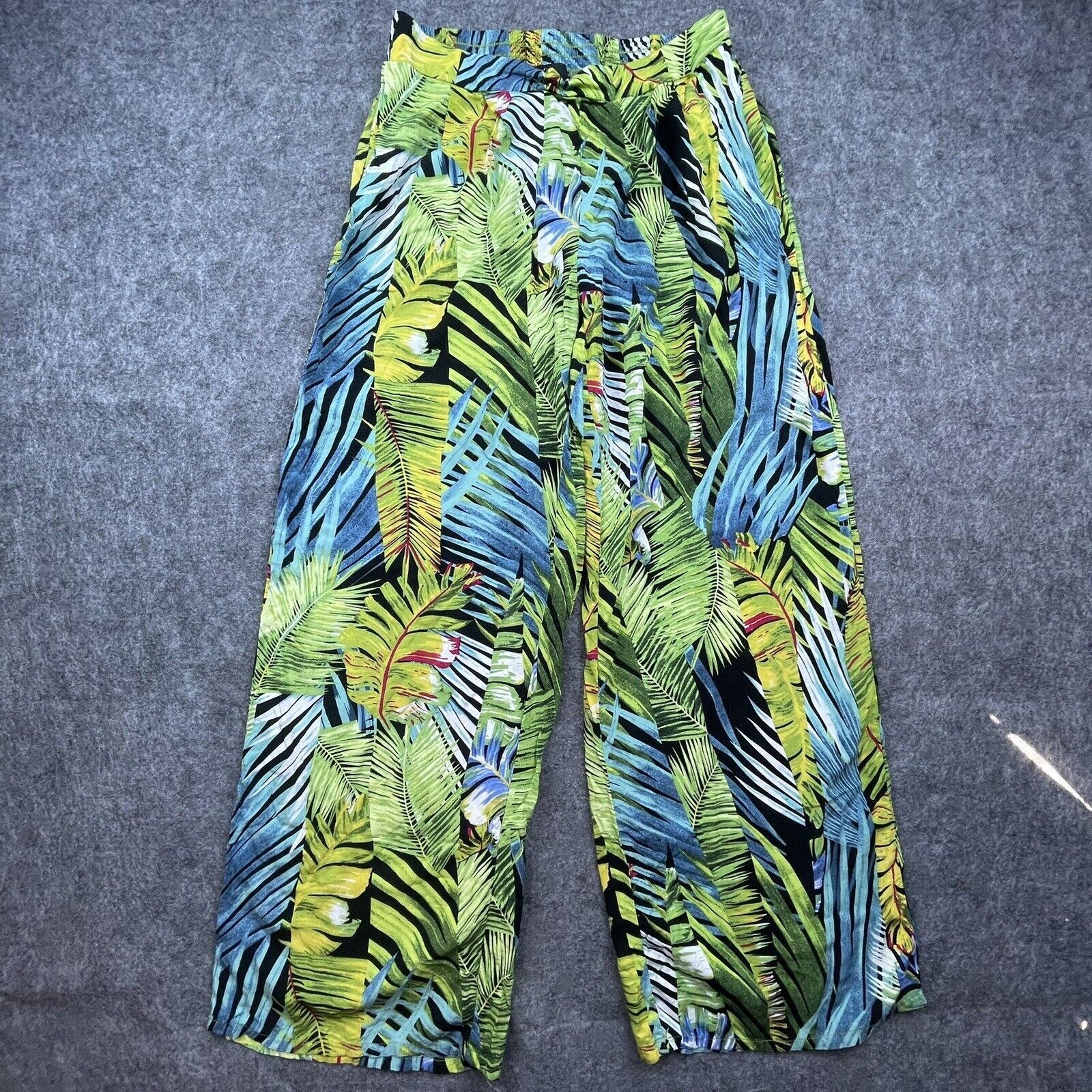 Milk & Honey Womens Medium Tropical Palms Palazzo Pants Lightweight Hawaiian Style