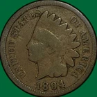 1894 Indian Head Cent Choice Good G+ Coin #35372