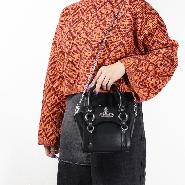 Vivienne Westwood Handbag Leather 2WAY Black Women's From Japan