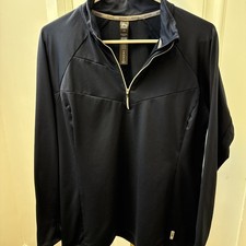 Reebok Women's1/4 Zip Blue Stretch Jacket Size L Long Sleeve Thumb Holes Active