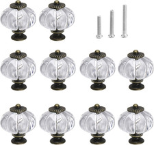 Acrylic Pumpkin Knobs, Clear Cabinet Knobs Set of 10 Vintage Decorative Handles