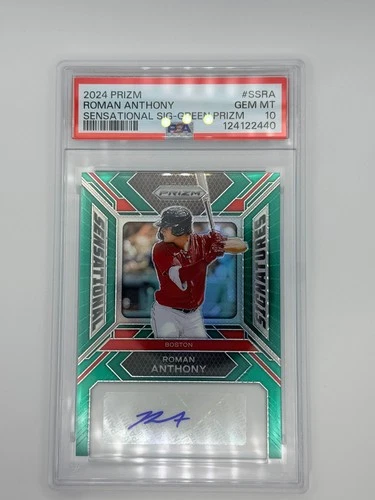 2024 Roman Anthony Red Sox PSA 10 Panini Prizm Sensational Signatures Green Auto