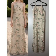 Jenny Yoo Claire Dress 8 Pink Floral Embroidered Maxi Bridesmaid Wedding Guest
