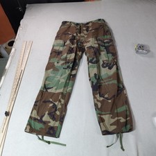 Vintage Military Pants Mens Medium Green Woodland Camo Cargo BDU Tactical 30x29