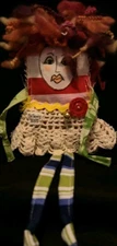 Handmade Doll, Made From Scrap Material One Of A Kind Sit About 7 Inches Tall