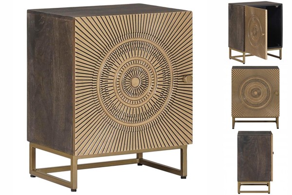 Nachttisch Nachtschrank Nachtkommode Messing 40X30X50 Cm-image