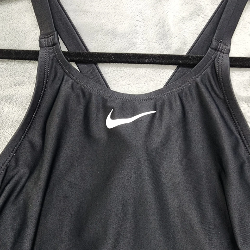 Nike Swimsuit Size 36 WMS 10 Black Swoosh Fusion Logo Tape Fastback One Piece - Image 2 of 4