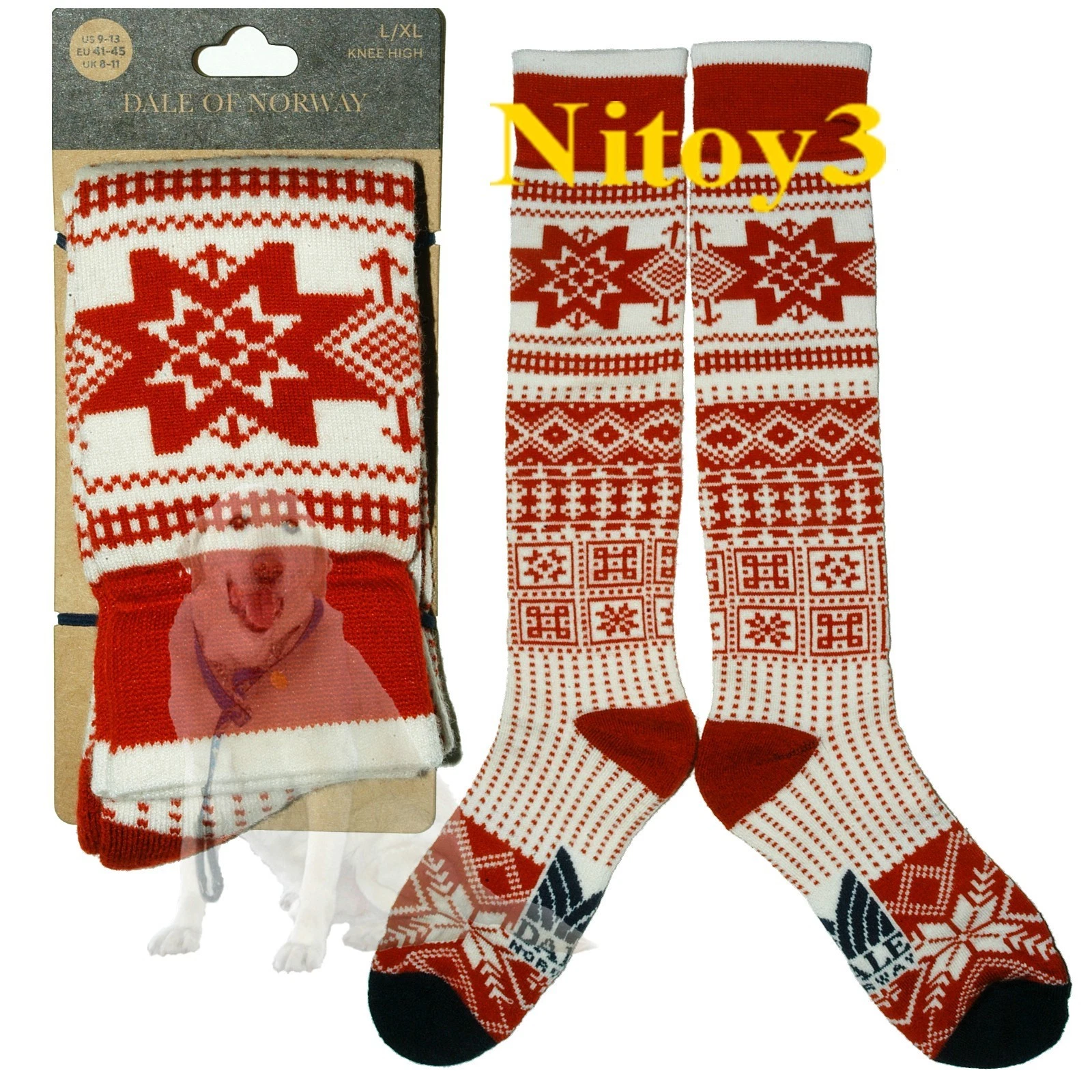 Dale of Norway History Winter Snow Sport Over Calf Socks-Wool Blend Unisex L/XL