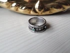 Liberty Alumeti Silver & Turquoise Ring, Vintage, Hallmark Rubbed 19mm Dia