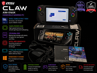 MSI Claw A1M-016UK Handheld Gaming PC Ultra 7 155H 16GB RAM 1TB SSD Originalverpackt