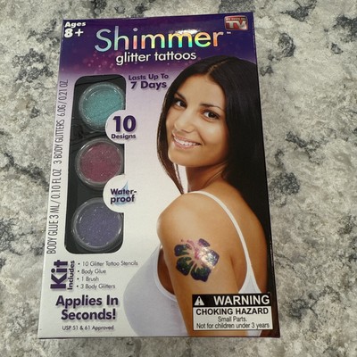 Shimmer Glitter Tattoos 10 Designs 3 Body Glitters Applies in Seconds