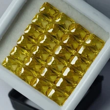 Natural Yellow Sapphire 80 Pcs Emerald Cut Certified Rare Loose Gemstone Lot