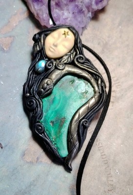 Handmade Ayahuasca Mother Goddess Pendant. Shaman Necklace Snake Totem