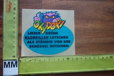 Alter Aufkleber Comic OKI DOKI Spruch Klobrillen lutschen