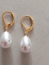 GELB GOLD 585 ER OHRRRINGE HART VERGOLDET