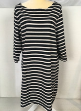 Gap T shirt Dress Women Size XL Black White Stripe Round Neckline 3/4 Sleeves