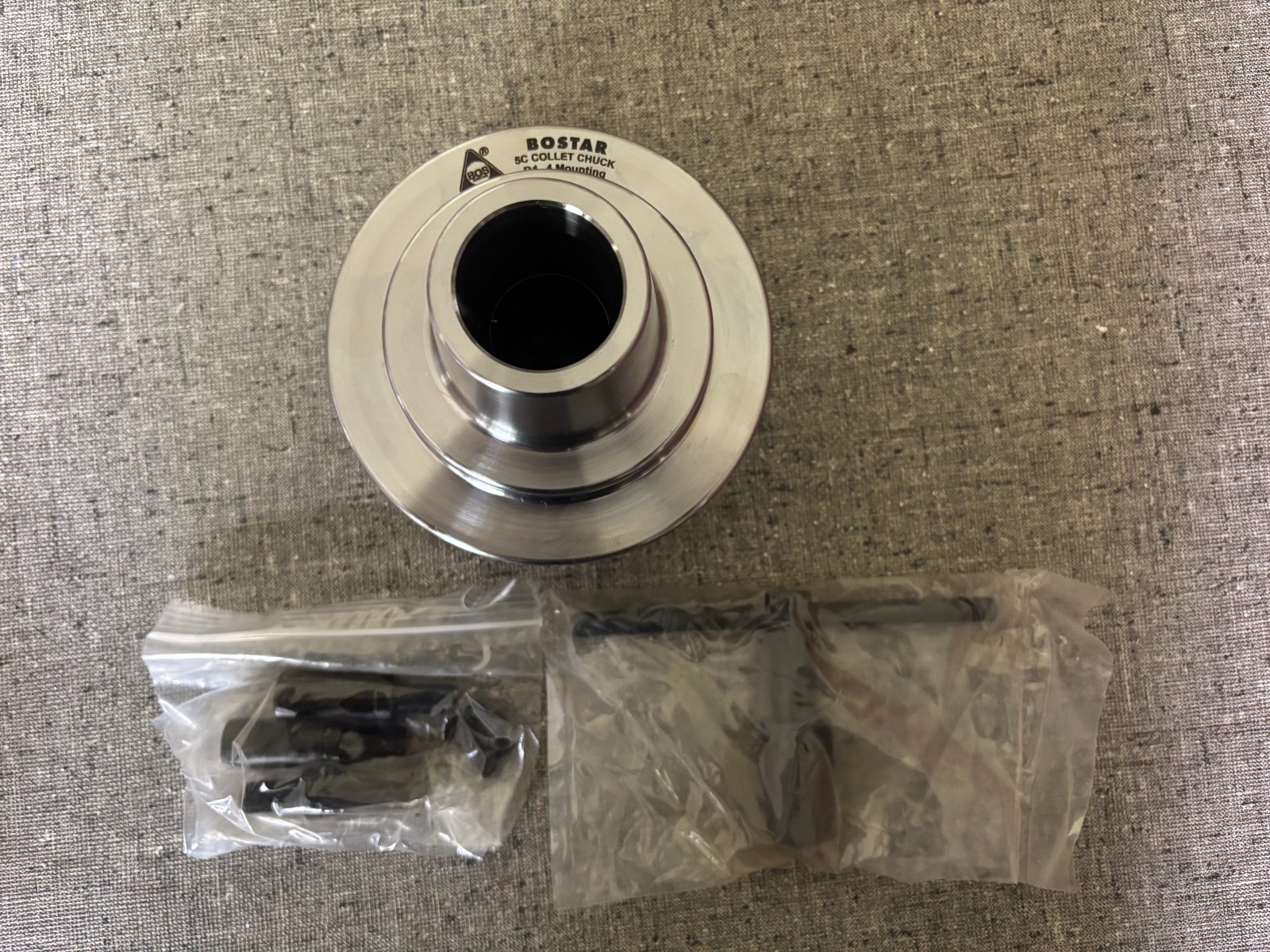 BOSTAR 5C COLLET CHUCK w/ INTEGRAL D1-4 CAM LOCK MOUNT, 5" CHUCK DIAMETER,
