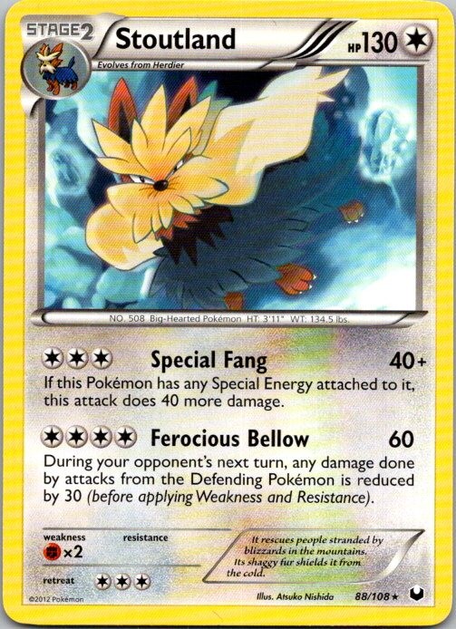 Stoutland 88/108 Rare Dark Explorers Pokemon Near Mint