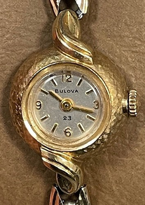 #ad 1962 14K Solid Yellow Gold Case Ladies Bulova Sun Gold 23 Jewels 5AD Mov G2U $280.00