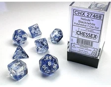 Nebula 7-Die Set Black / White Chessex Dice (CHX27408)