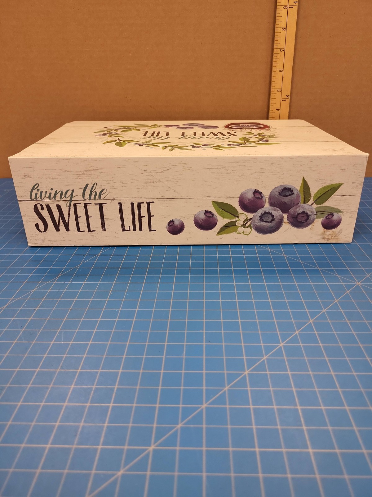 Sweet Life Decorative Box Wood Look Design Storage Container Home Decor 12.5x9x4