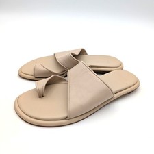 Vince Lukas Slide Thong Sandals Women's Birch Sand Beige Leather Size US5M EU35