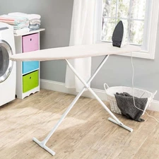 T-Leg Ironing Board with Pad and Cover Adjustable Height Steel Frame Lightweight