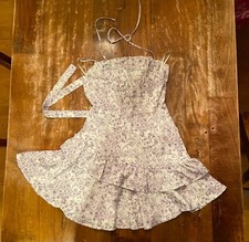 Purple and White Shein summer mini dress size S (altered - read)