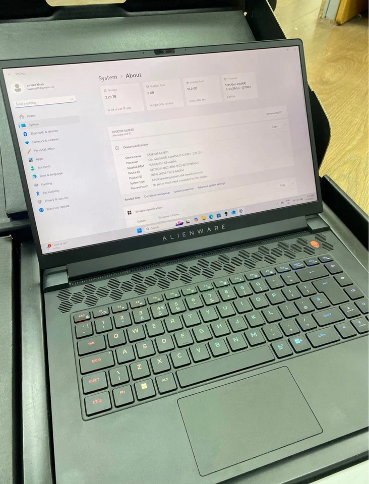 Alienware Laptop 12th Gen I7 16gb 1tb - Image 2 of 4