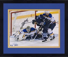 Framed Jordan Binnington Blues Signed 8x10 2019 G1 Game-Preserving Save Photo