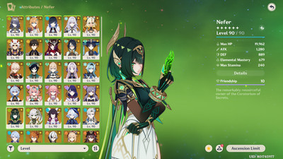 Genshin Impact ( AS ) ar 60 38 limited characters + luna team Nefer Lauma