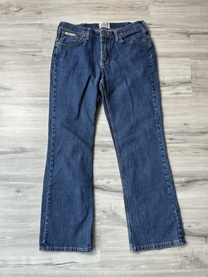 C E Schmidt Workwear Womens Mid Rise Bootcut Stretch Blue Jeans Size 10 32x30