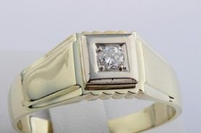 Herren Ring Brillant Diamant 585 14K Gelb Gold Gr. 71 #