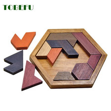 Wooden Geometric Shape Jigsaw Puzzle Board Educational Brain Teaser Toy for Kids
