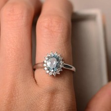 Natural Aquamarine 925 Sterling Silver Handmade Ring Gift Free ship