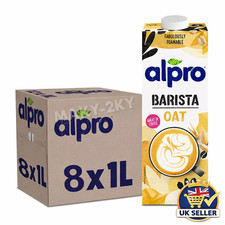 8 x 1L Alpro Barista Oat Drink Dairy Free Plant-Based Source of Fibre