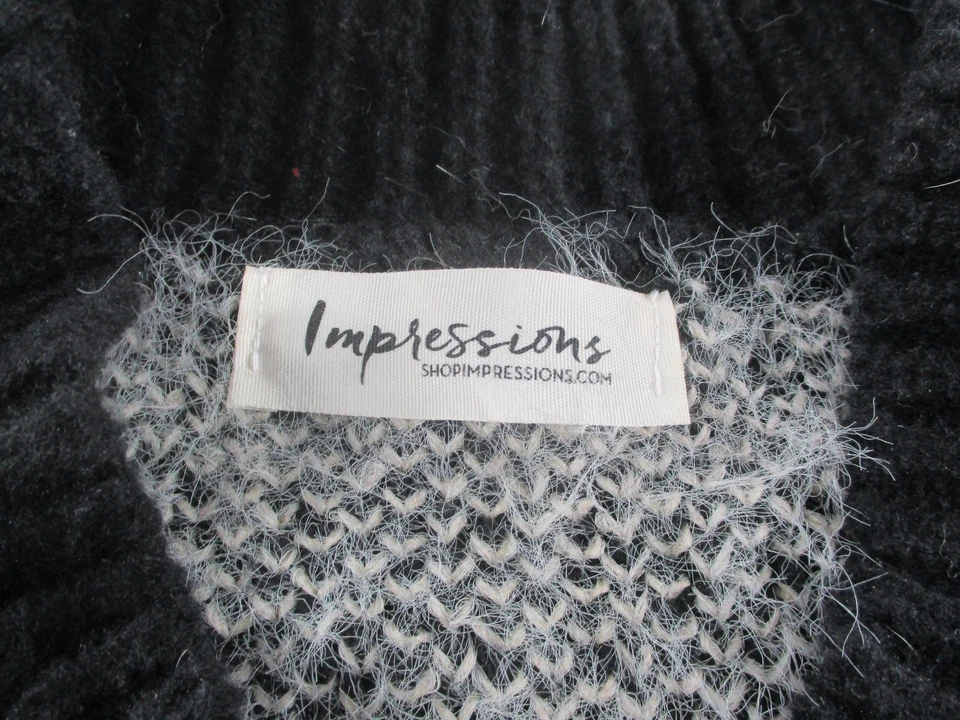 Impressions Suéter Mujer 2X 3X Negro Blanco Difuso Cuadros Botón Cárdigan Foto 3 de 4