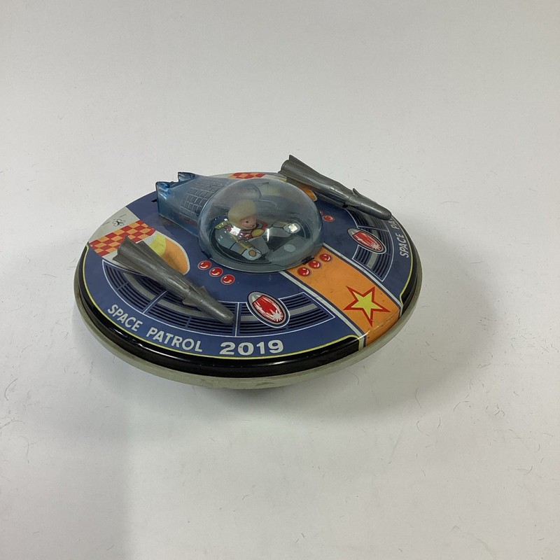 Yonezawa Space Patrol 2019 Flying Saucer Tin Toy Battery Japan - Parts Or Repair