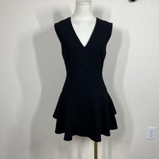 Alice Olivia Dress Womens 2 Black Ruffle Fit Flare Mini Party Cocktail LBD