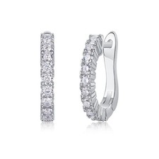 D Color VVS Moissanite Huggie Hoop Earrings 925 Sterling Silver - Passes Tester