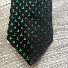 Tango 100 Silk Handmade Black Green Christmas Tree Holiday Necktie 58  