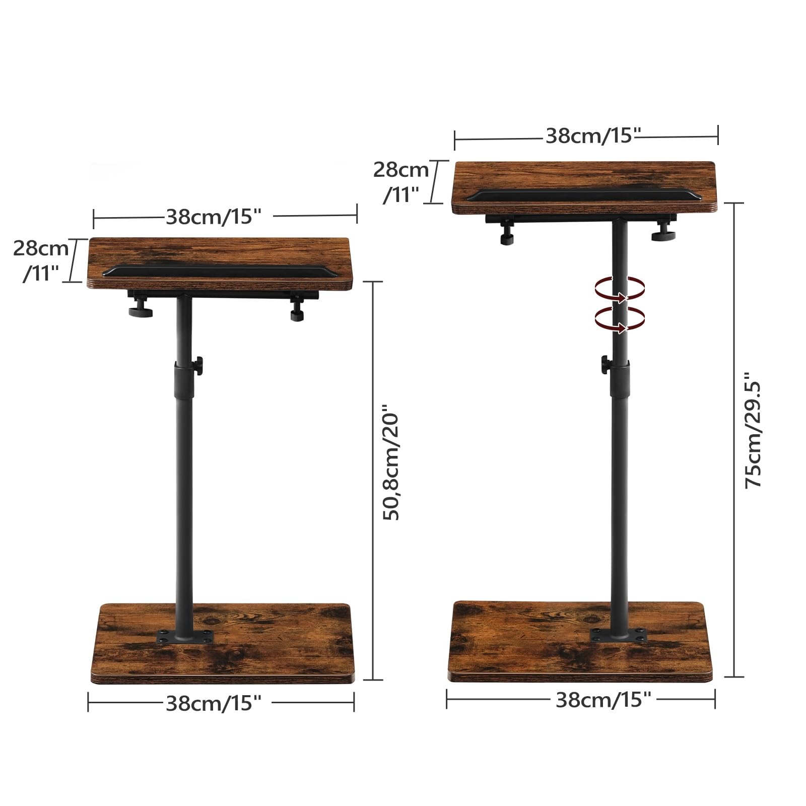 MAHANCRIS TV Tray Table, Sofa Armrest Tray Table for Couch, 360° Swivel Heigh...