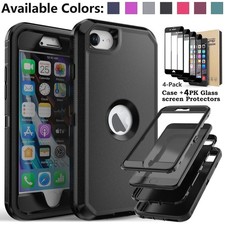 For iPhone SE Case 2022 3rd /2020 2nd Rugged Shockproof Cover /Tempered Glass