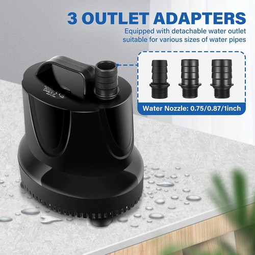 660GPH Submersible Water Pump Pond Fountain Pump Aquarium Fish Tank 8.2ft High L - Picture 4 of 7